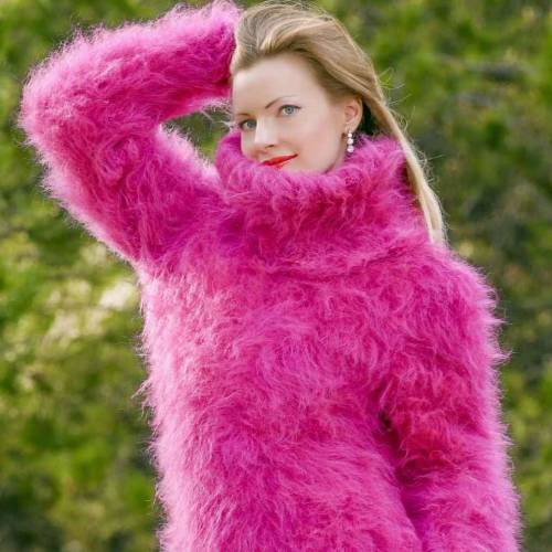 bigmohairtv: SUPERTANYA SEXY FUZZY MOHAIR PULLOVER KLEID IN ROSA LILA