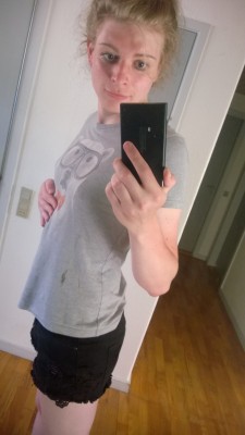 crossdressingboys:  swordmaiden:  After 6 months of hormones I am finally at a place where I feel feminine when not wearing a bra. The girls are still pretty small, but their perky shape shows through a t-shirt or a dress, and most importantly they don’t