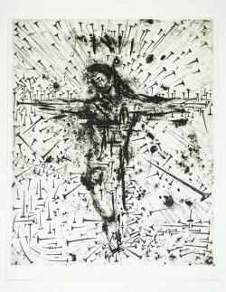 surrealistaa:  Salvador Dalí, Crucifixion (Final State), L’Apocalypse, 1961. Mixed Media Etching.
