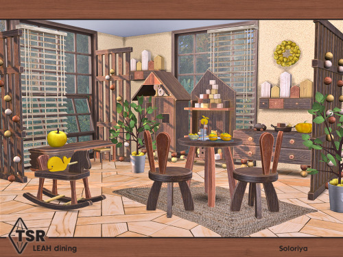 ***Leah Dining*** Sims 4 Includes 9 objects: chair, dining table, divider, hallway table, horse tabl