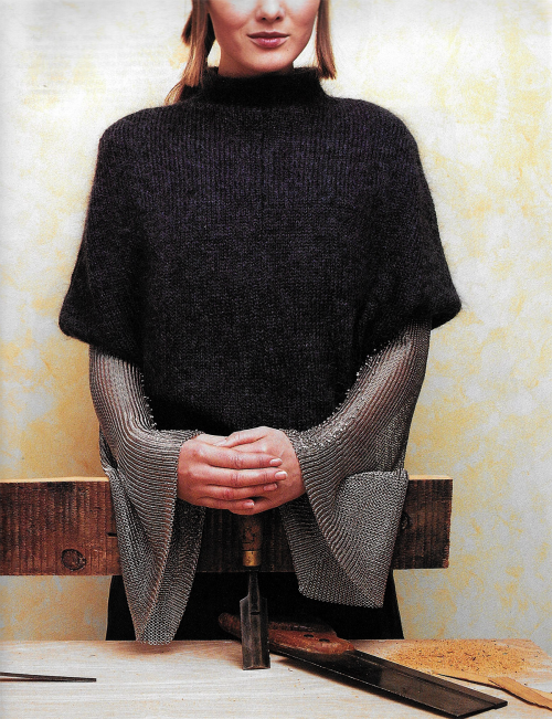 prominent-nipple: The Face, Nov. 1998wearing sweater Ghost; leather and chainmail dress Versace FW98