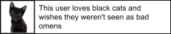 quinn-tessent1al:  do-not-question-my-motives:  alwayshometomarvel:  tiger-in-the-flightdeck: Black cats are wonderful omens. They are omens that you are seeing a cat. TELL ME HOW THIS STUPID DORK WHO IS OVERLY CONCERNED THAT I AM TAKING A BATH (WITH