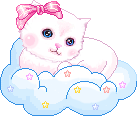 colourful kitty on a cloud