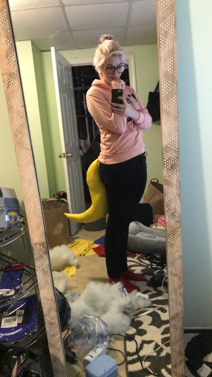 Bowsette tail day one. It’s really uhhh lumpy. So I gotta figure that one out 
