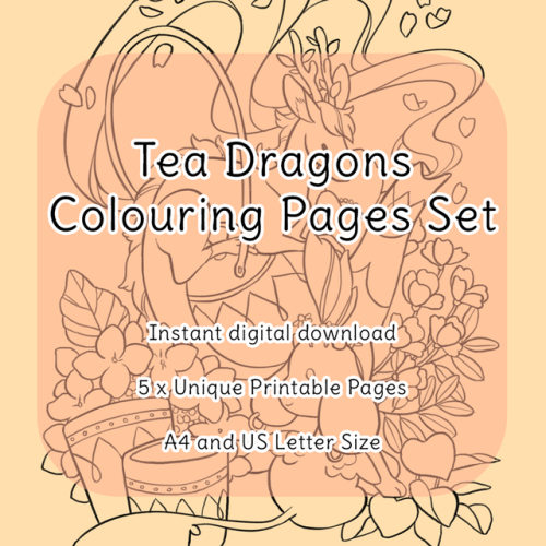 strangelykatie:Hi everyone!A set of 5 digital download, ready-to-print Tea Dragons colouring pages a