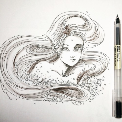 1st day of Inktober 2017! Let’s see if I can do this! This is a nereid by the way :)