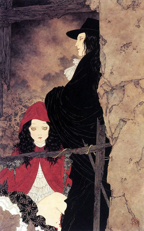 romantiscience: Takato Yamamoto Takato Yamamoto is widely known for his “Ukiyo-e Pop” style of painting. He explores themes of darkness, bondage, vampires, metamorphosis, love and death. The perspective is always calm and serene - never depicting