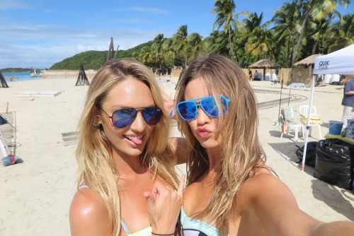 Candice Swanepo &amp; Behati Prinsloo behind the scenes for Victoria&rsquo;s Secret Swim Spe