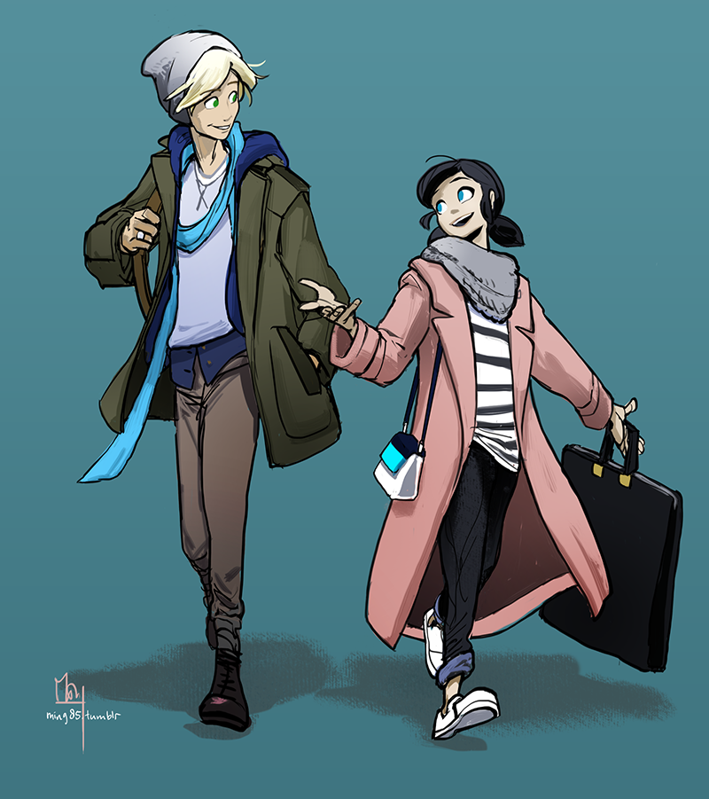 inspiringnfamous:  ming85:  Some fashion fanart with these fashion kids! Pink duster