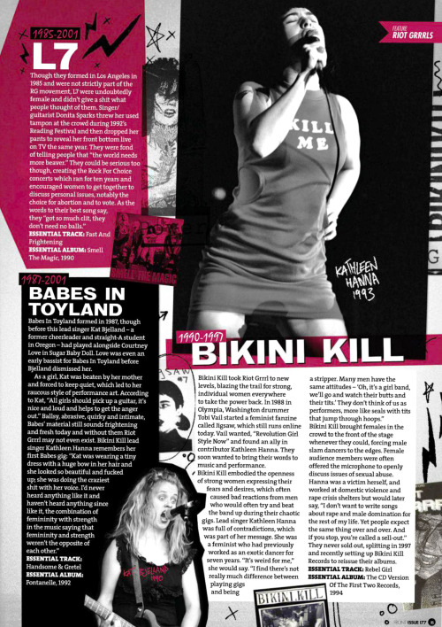 glittersister:Riot Grrrl article in FRONT Magazine #177, January 2013. via archive.org