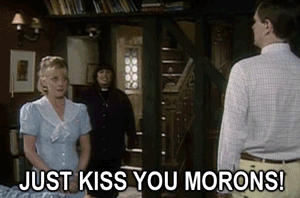 newtntommy:watching the dylmas kiss like     then they back off laughing   
