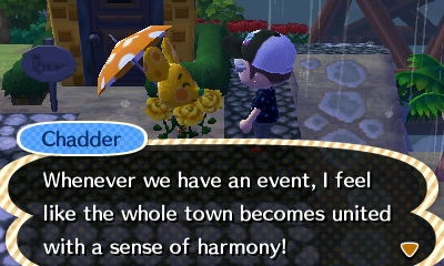 I too play Animal Crossing, and I too have a favorite villager. A mouse made of cheese named Chadder who’s catchphrase is “fromage”. What’s not to love?