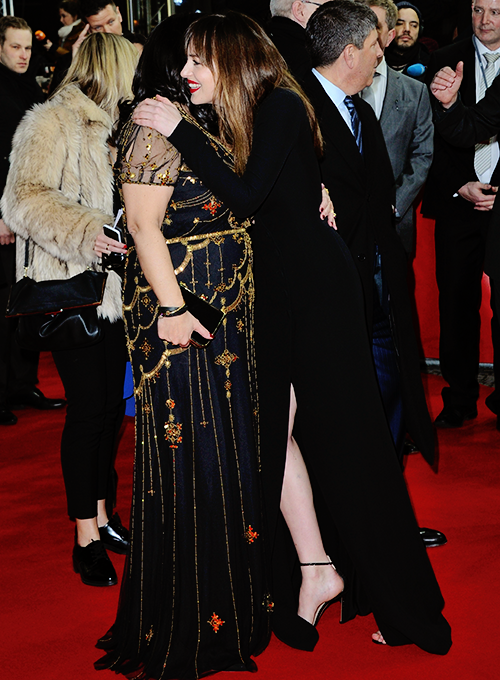 ohlatersbaby: Dakota Johnson and E L James at Fifty Shades of Grey Premiere.