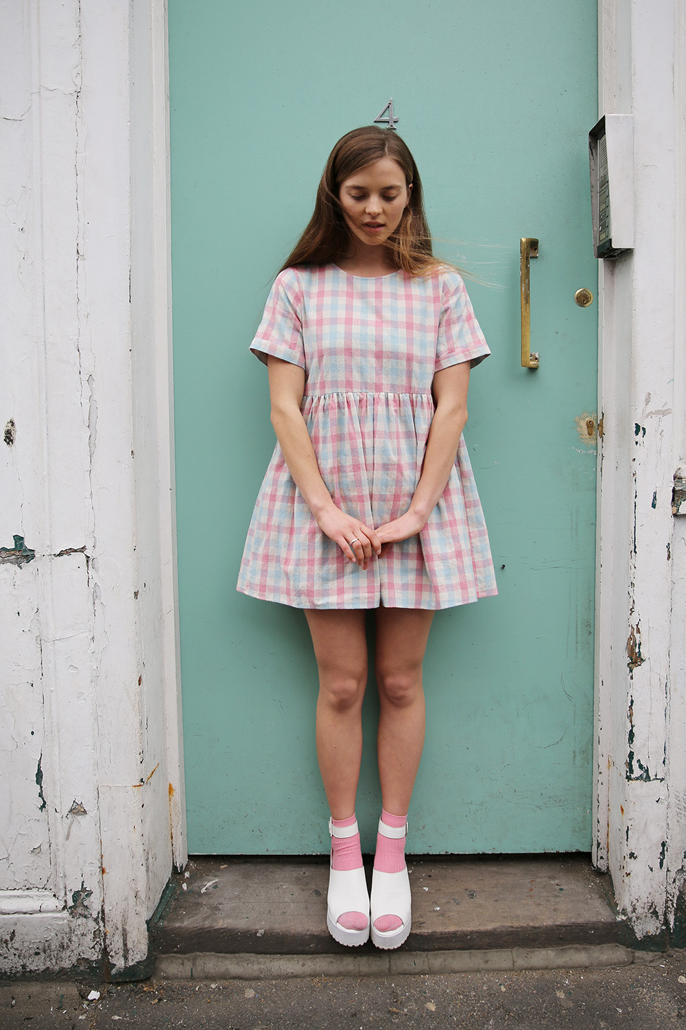 thewhitepepper:  Love the contrast of our T-Shirt Smock Dress in Pink Check against