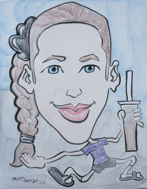 Caricature by Matt Bernson   Ink and woodless colored pencil on paper  11"x14" Drawn 04 August 2013
