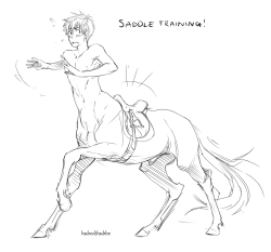hubedihubbe:  Young centaur getting used