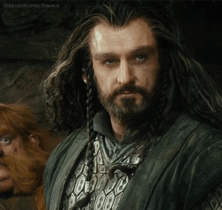 bubbysbub:poplitealqueen:wenrah974:Thorin and his beautiful hair tooThorin ‘Sexy af’ shield.Mmmmm…..
