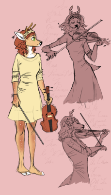 Figure drawing has helped my art a lot, I think! My Deer girl Denali playing her violin