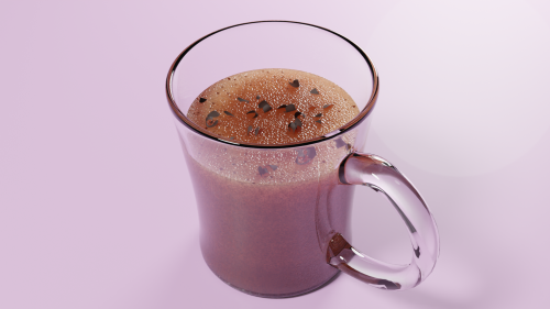 HOT HOT CHOCOLATE idk how the song goes but look-[ID: 8 images of a 3D modelled glass mug of hot cho