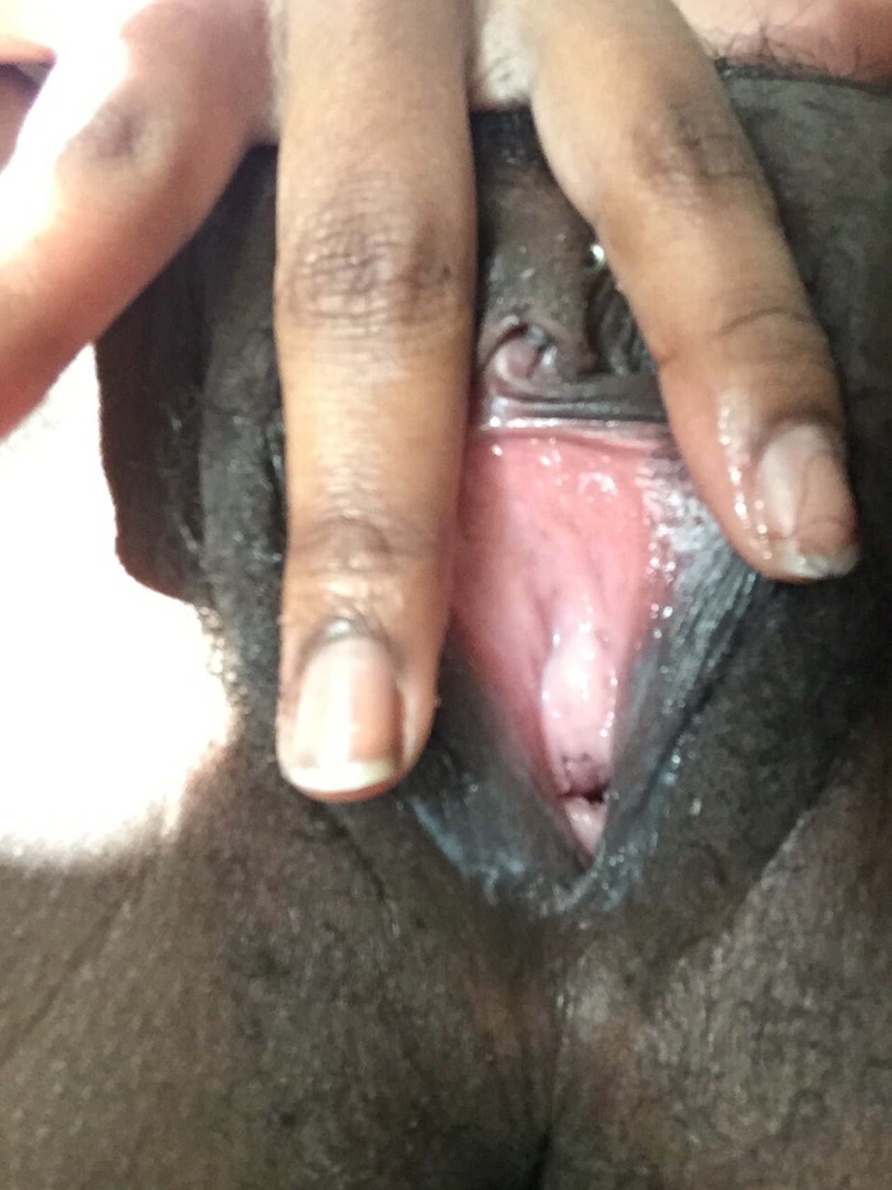 blackpussyprincess:   Spreadin my pussy open😋  My Porn   My Pictures   do not