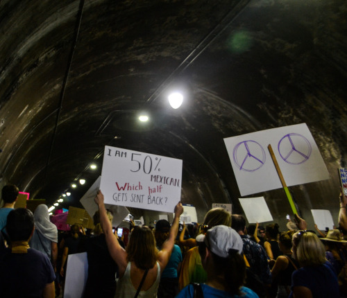 People and their signs.11/11/2016.Anti-Hate Protest Mac Arthur Park to DTLA