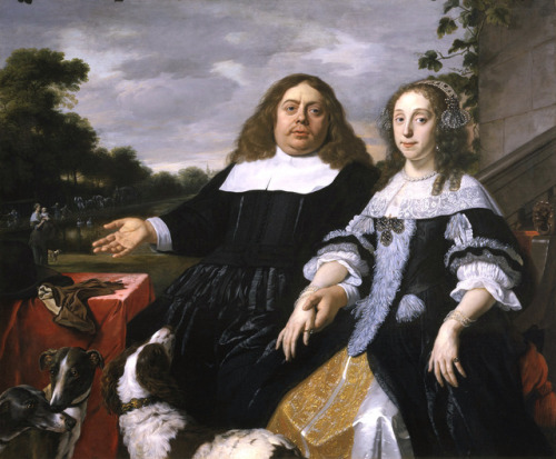 Jan J. Hinlopen with his second wife Lucia Wijbrants by Bartholomeus van der Helst , 1665