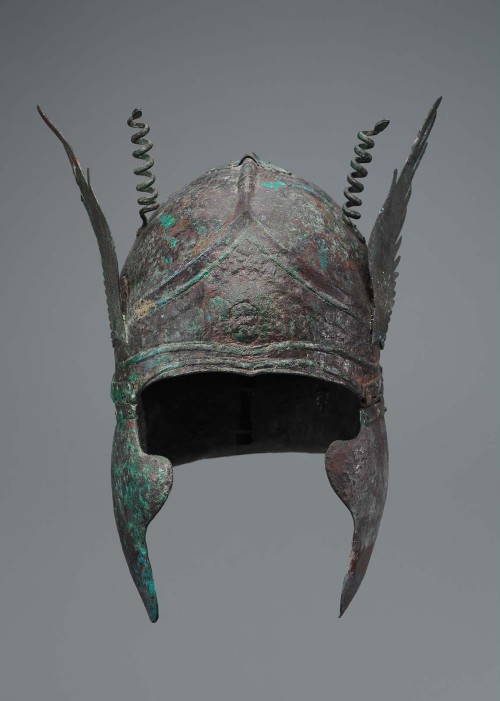 centuriespast:South Italian-Chalcidian helmet with volutes over the templesGreek, South ItalianEarly