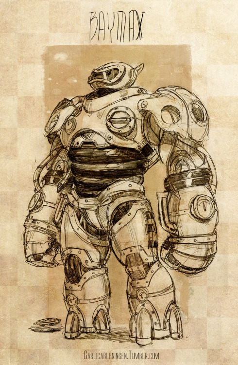 unicornempire:garlicableningen:Hamada Brothers and Baymax steampunk version.Had fun designing these,