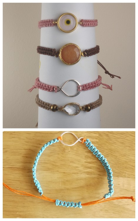 DIY Macrame Bracelet with Sliding Knot Closure Tutorial from Bead It and Weep here. 