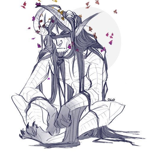 Anytime Ydris sits still long enough, he starts getting swarmed by butterflies. He’s fine with it th