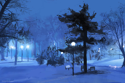 thefluffyslipper: blue snow what a tiny canvas size god what was i thinking