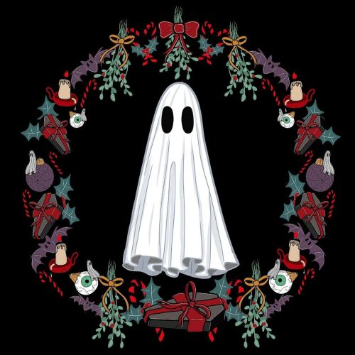 halloweenatdusk: christmas ghost art by flukelady