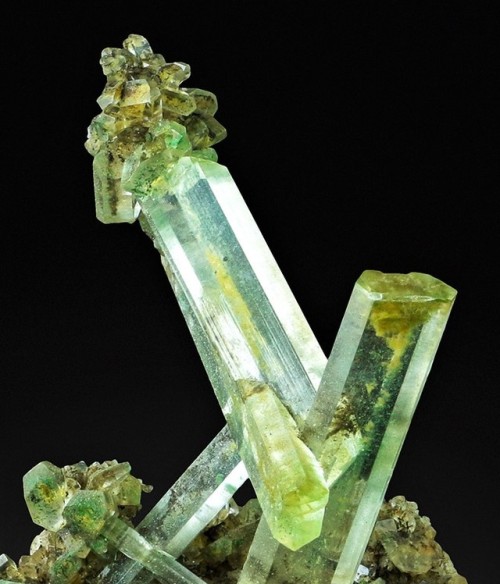 Gypsum Var Selenite with Atacamite, Paratacamite & Herbertsmithite - Lubin Mine, Lubin District,