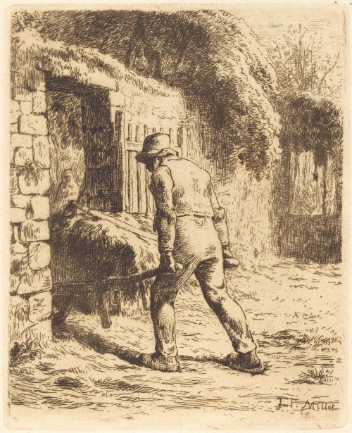 Jean-François Millet (artist) French, 1814 - 1875 Man with Wheelbarrow (Le paysan rentrant du fumier