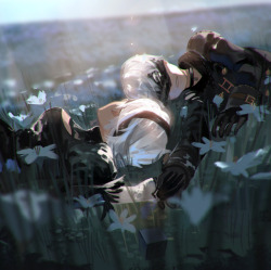 chrispalmerart:  seventypercentethanol:  2B, 9S, A2  Yes! 