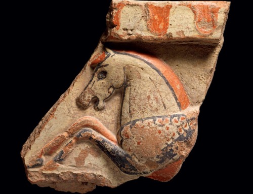 virtual-artifacts: Phrygian fragment of painted terracota frieze, Anatolia, 6th c. BC