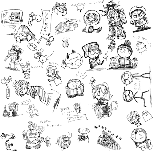 It is my current background of this Tumblr. This is a collection of the doodle on my drawing note. た