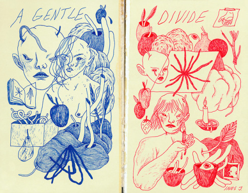 art-creature:chasm / gel pens in sketchbook