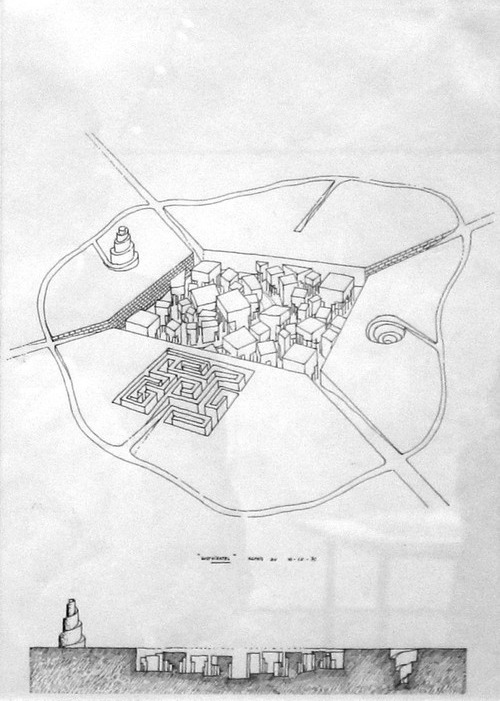 n-architektur:  Nikos Salingaros interviews Léon Krier. The Future Of Cities: The Absurdity of Modernism  Photo: Labyrinth City, Léon Krier, 1971 