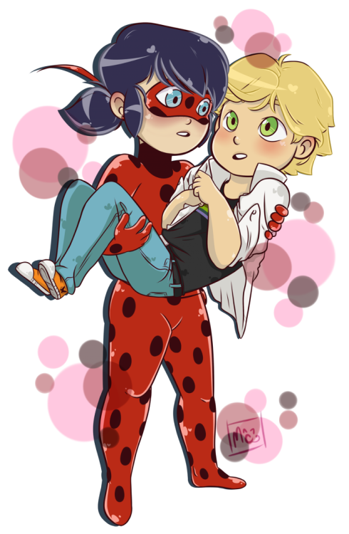 mirachatulous: Ladrien Commission~ There goes Ladybug! Saving another citizen- Ladybug… you can put 