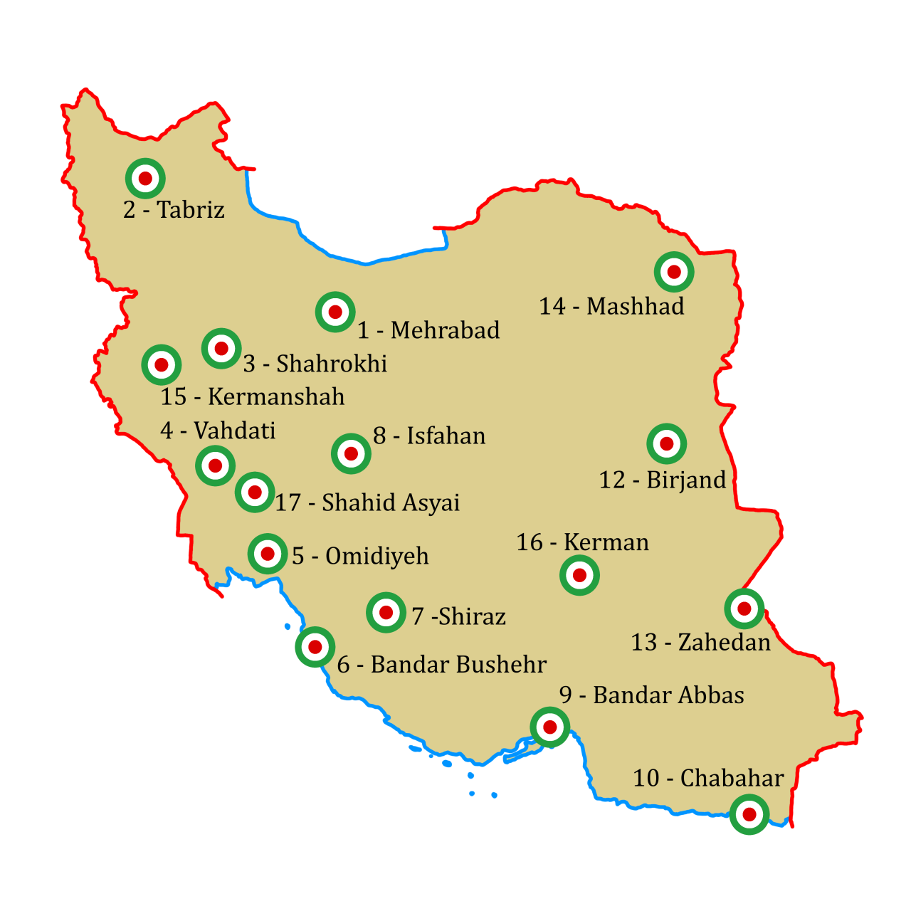 Military Airports of Iran, 2022 - Maps on the Web