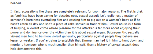 charlotteswebbsite:  So basically Zimmerman sexually assaulted a women for ten years from ages 6 to 16. The prosecutors wanted to use this as evidence against Zimmerman but the but somehow the legal court decided that it was irrelevant.  Sexual abuse