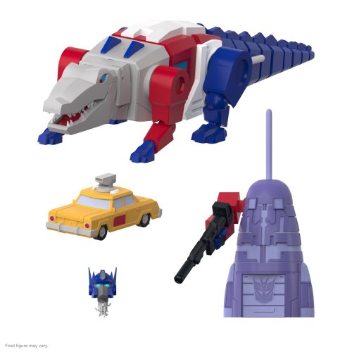 Super 7 Transformers Ultimates Alligaticon - non-transforming poseable figure with Battle Taxi, dise