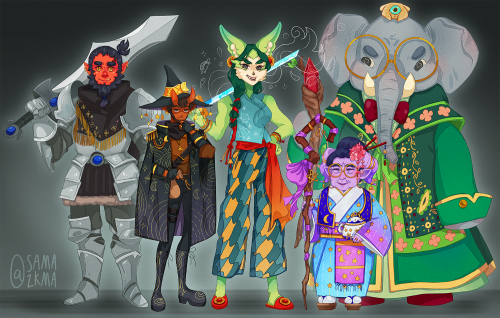 And here’s the full set! A D&D party commission for @madqueenmomo!! twitter