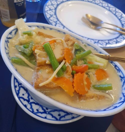 Green curry & tempura made vegan from Chao Thai in Wodonga the green curry goes so well with the