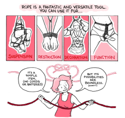 workneverover:  cellulightning:     teal-shit: Rope Bondage 101 - By Lucy Bellwood (for Oh Joy Sex Toy)       Rope!   