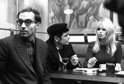last-picture-show:  Jean-Luc Godard, Brigitte Bardot and Antoine Bourseiller on the Set of Masculin, Féminin, 1966