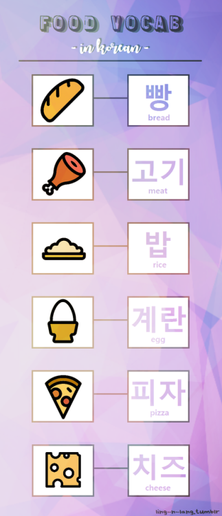 ling-n-lang:food vocab - korean // 음식 (click for better quality)