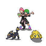 felt like fucking around and i made some sprite edits of me and my friends as pokemon trainers! top 