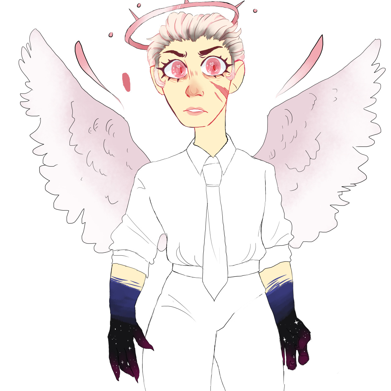 i reallllyy dont feel like finishing this lol anyways. jaeger! #my art tag #oc: jaeger#2022 #posting n doing a lot of art yay #angel oc#angelcore#boreastillae#pink aesthetic#pastel pink#firealpaca